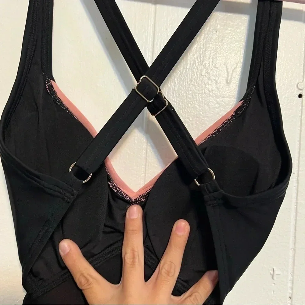 MICHAEL Michael Kors One Piece Swimsuit Bikini Open Back Pink Black Regatta 10 - Picture 7 of 9